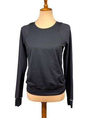 Lululemon Black Perforated Long Sleeve Crewneck Pullover Lightweight Reflective
